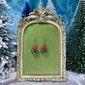 Christmas Wreath Earrings | Festive Holiday Earrings